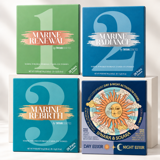 TINTARK Luxury Hydrogel Eye Patches Collection – Lunara & Solara, Marine Renewal, Radiance & Rebirth, 112 Pairs