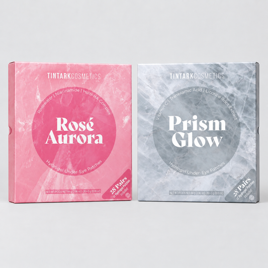TINTARK Prism Glow + Rosé Aurora Hydrogel Under-Eye Patches Duo – Brightening & Rose Hydration, 56 Pairs