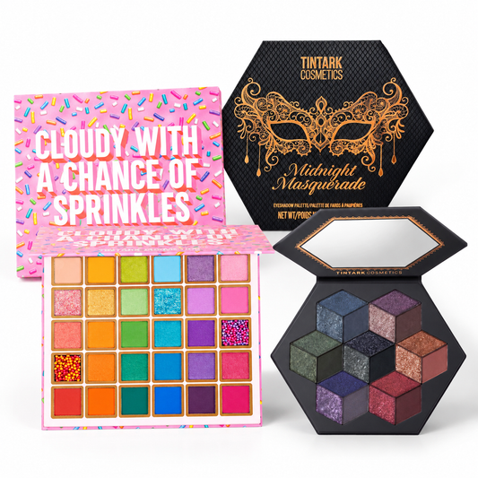 TINTARK Colorful & Smokey Eyeshadow Palette Duo – Cloudy With a Chance of Sprinkles + Midnight Masquerade