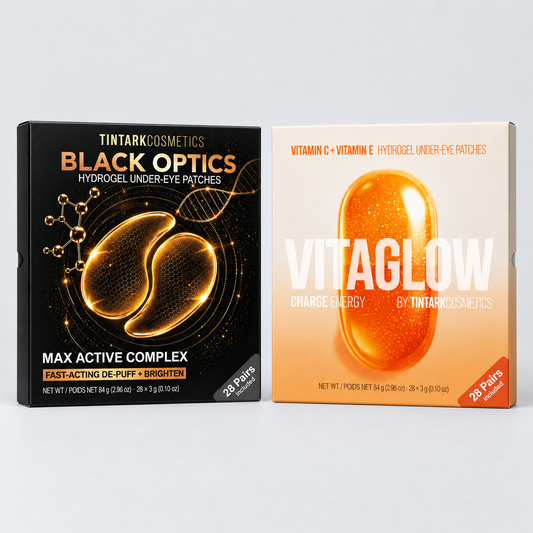 TINTARK Black Optics + Charge Energy Hydrogel Under-Eye Patches Duo – De-Puffing & Brightening, 56 Pairs