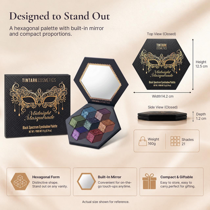 TINTARK Midnight Masquerade Black Spectrum Smokey Eyeshadow Palette