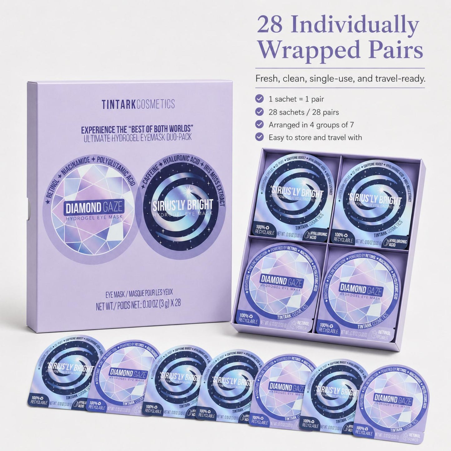 TINTARK Ultimate Duo Hydrogel Under Eye Patches, 28 Pairs