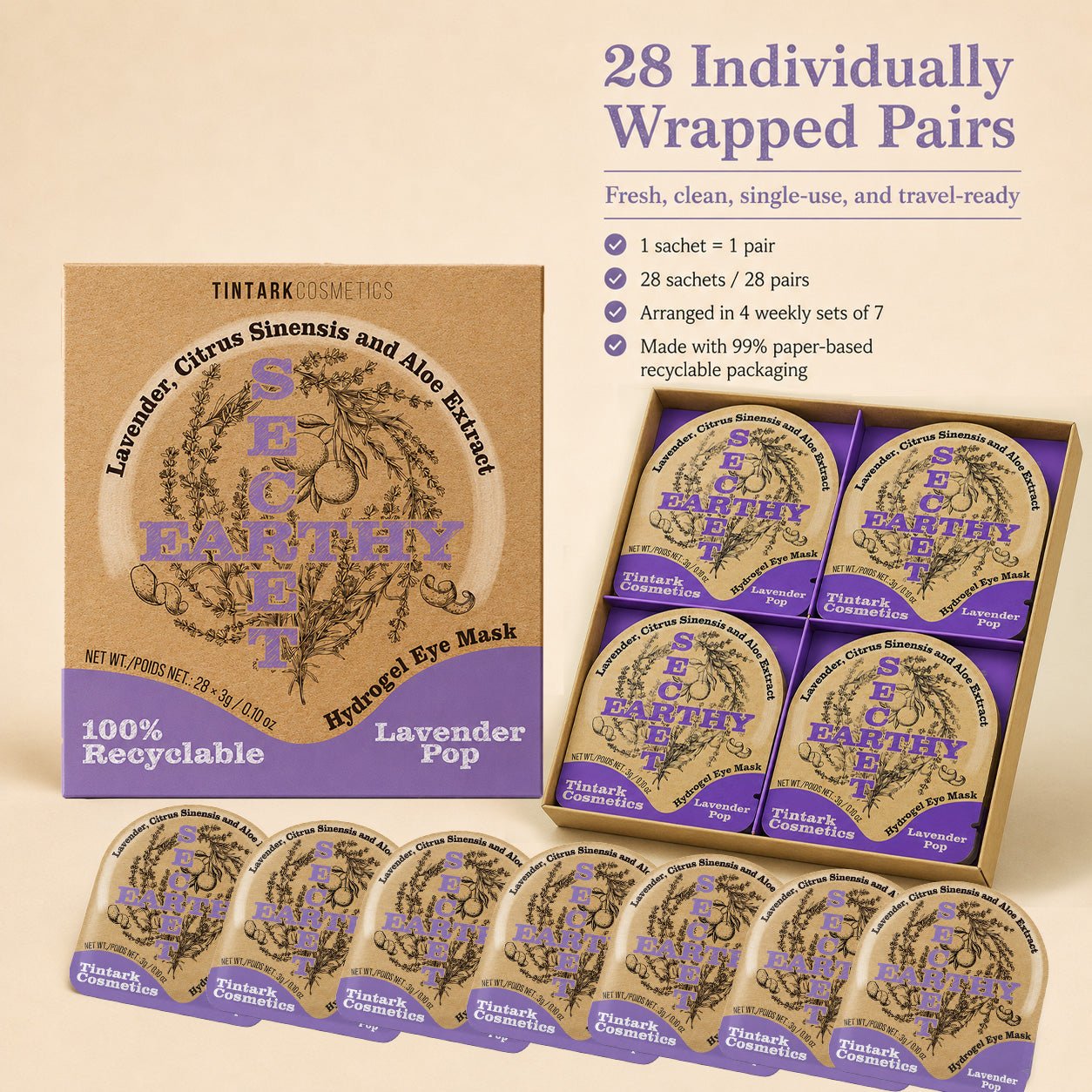 Lavender Pop De-puffing & Night Recovery Hydrogel Eye Patches
