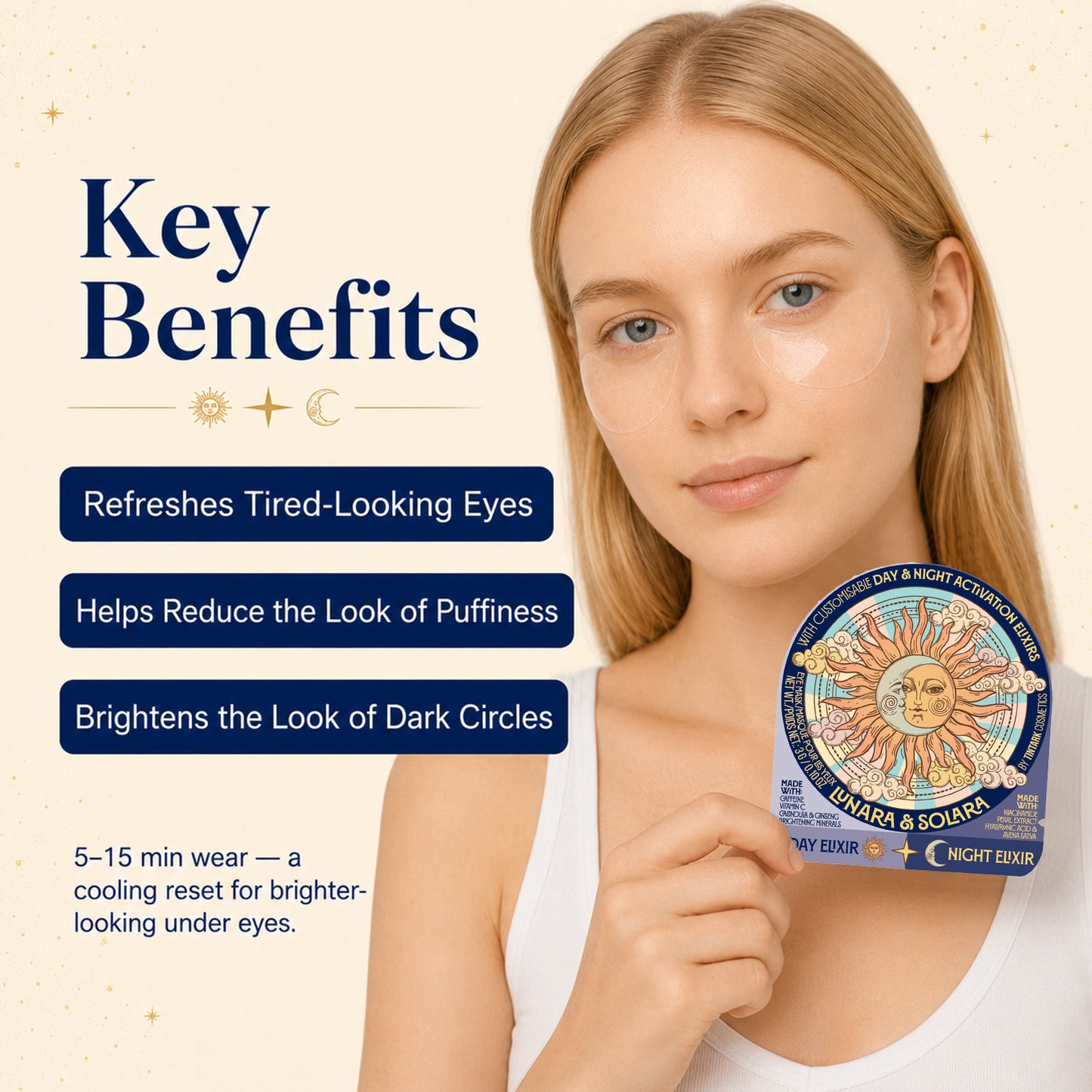 Lunara & Solara Brightening & De-puffing Hydrogel Eye Patches