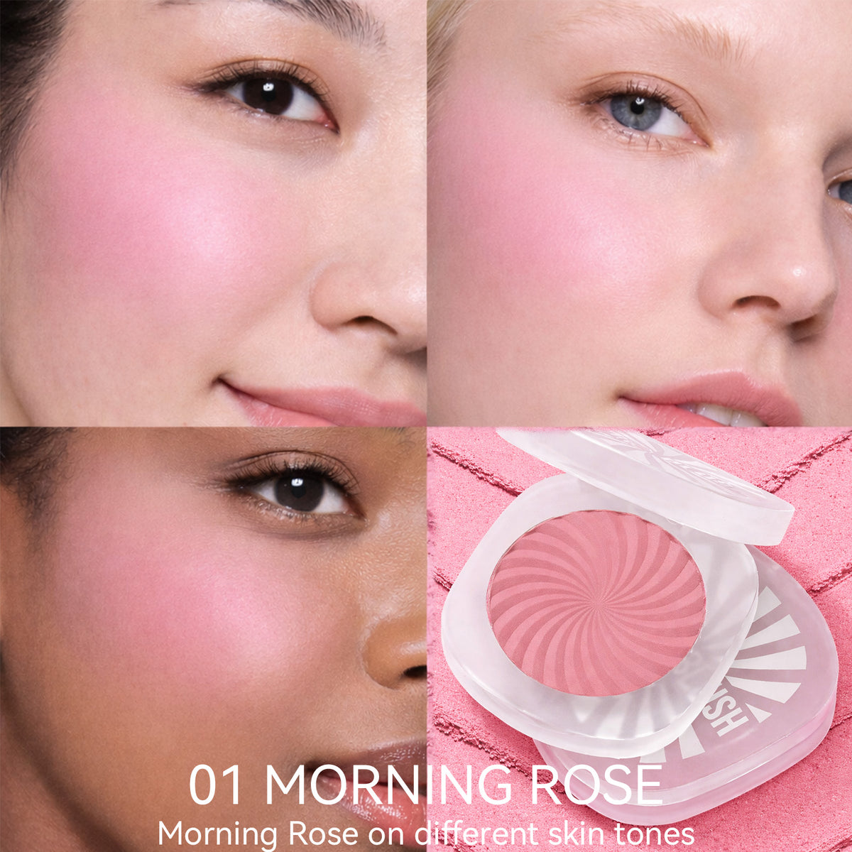 TINTARK Cheeky Blush Palette, Silky Matte Powder Blush, Morning Rose