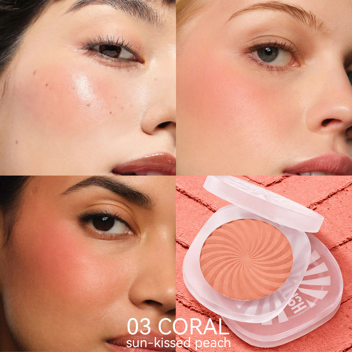 TINTARK Cheeky Blush Palette, Silky Matte Powder Blush, Coral