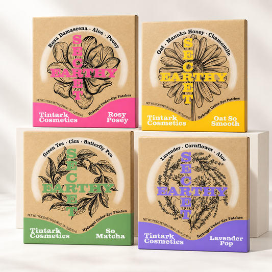 TINTARK Earthy Secret Hydrogel Eye Patches Set – Rose, Oat, Matcha & Lavender, 112 Pairs
