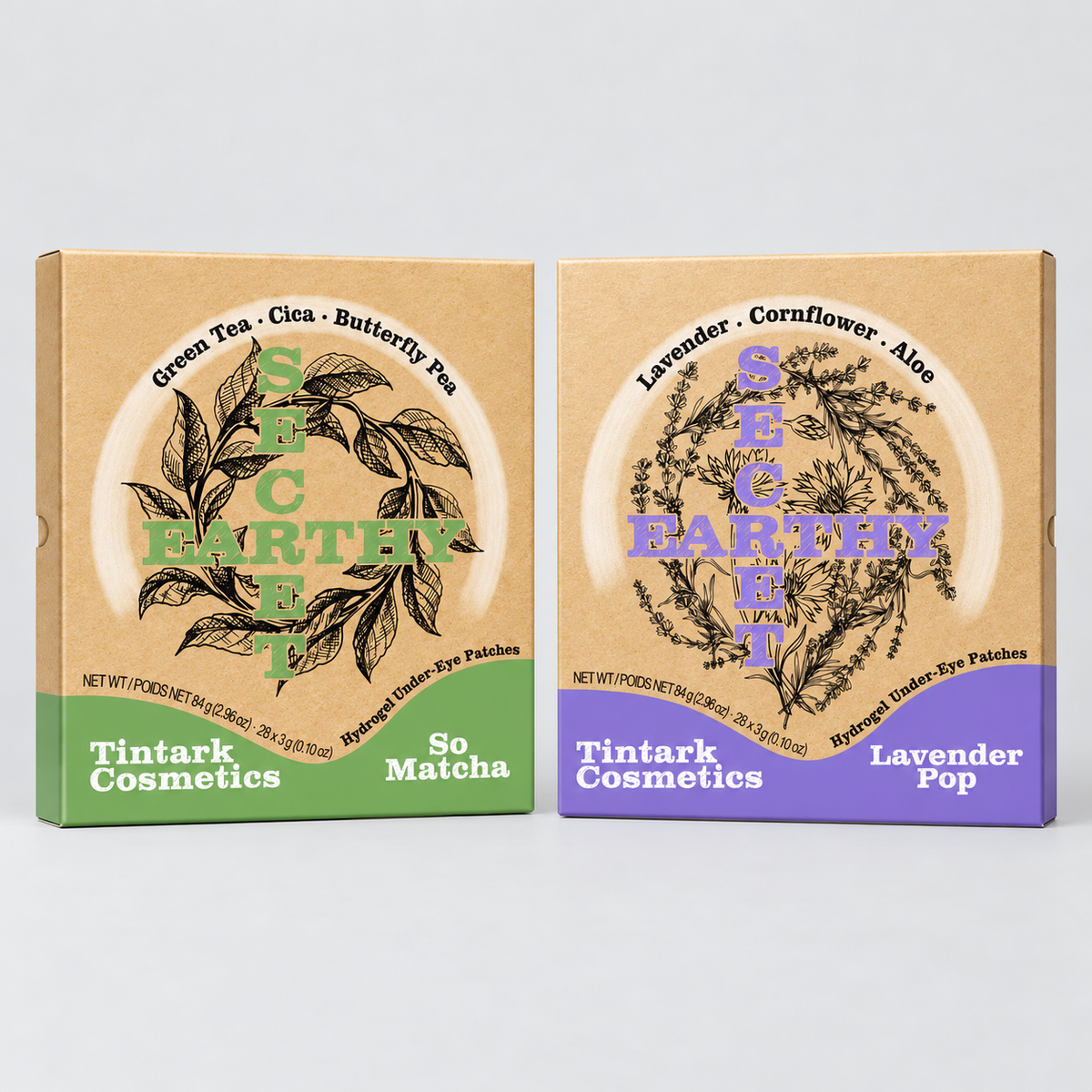 TINTARK Lavender Pop + So Matcha Hydrogel Under-Eye Patches Duo – Bedtime Comfort & Screen-Tired Refresh, 56 Pairs